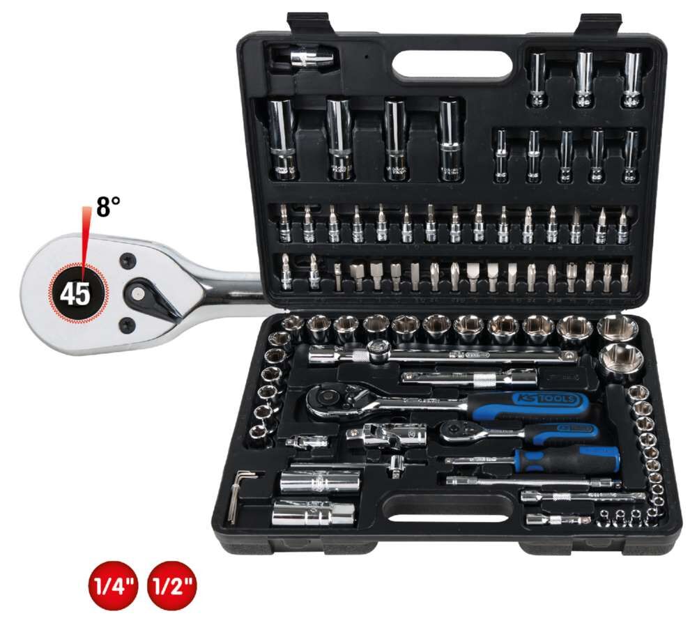 KS Tools 1/4 Zoll + 1/2 Zoll CHROMEplus Steckschlüssel-Satz 96 Teile Produktbild KS Tools 1/4 Zoll + 1/2 Zoll CHROMEplus Steckschlüssel-Satz 96 Teile bild 2