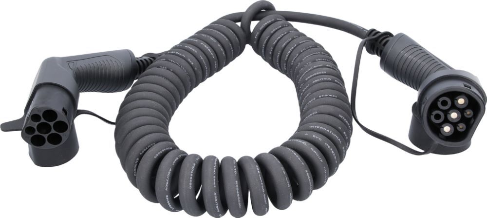 Produktbild KS Tools Spiralladekabel efuturo Typ 2 auf Typ 2 Stecker bis 7,4 kW für Elektrofahrzeuge