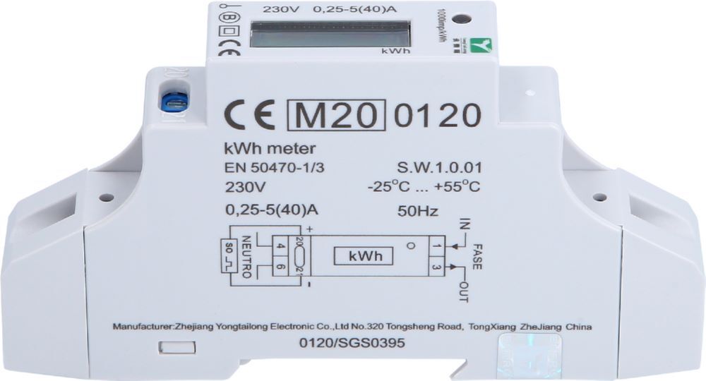 Produktbild efuturo Stromzähler für Hutschiene, MID-geeicht, 1 Phase, 3,7 oder 7,4 kW bild 2