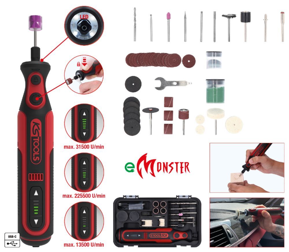Produktbild eMONSTER Akku-Multifunktionswerkzeug-Satz mit 50 Zubehörteilen bild 2