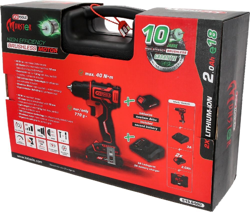 Produktbild eMONSTER Brushless-Akku-Bohr-Schrauber-Satz, 4-tlg bild 6