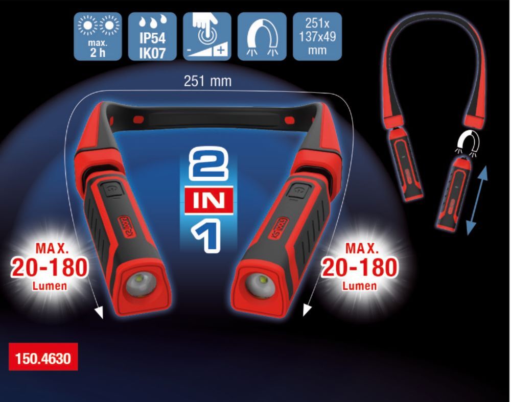 KS Tools Nackenleuchte eQi Ultimate BEAM 2 in 1 180 Lumen Produktbild KS Tools Nackenleuchte eQi Ultimate BEAM 2 in 1 180 Lumen bild 2