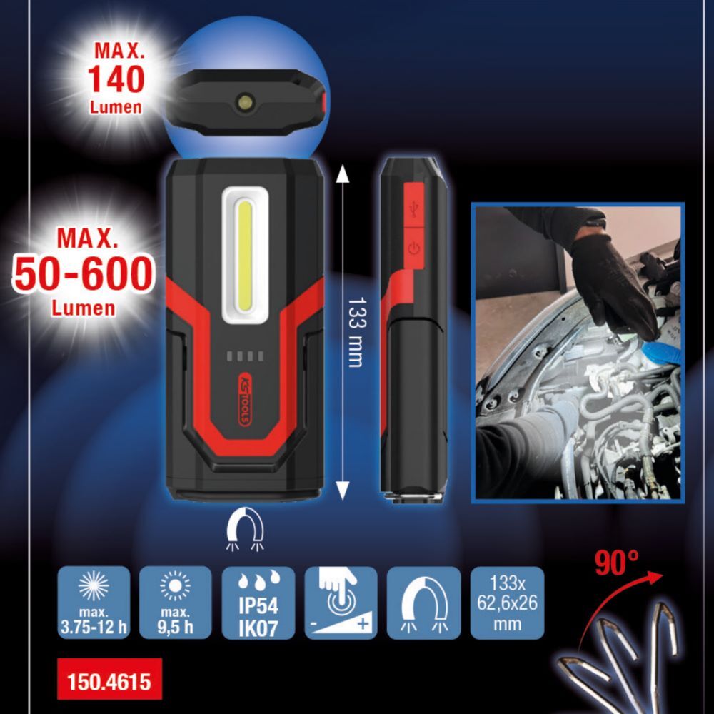 KS Tools Handleuchte kompakt 600 Lumen eQiUltimateBEAM Produktbild KS Tools Handleuchte kompakt 600 Lumen eQiUltimateBEAM bild 2