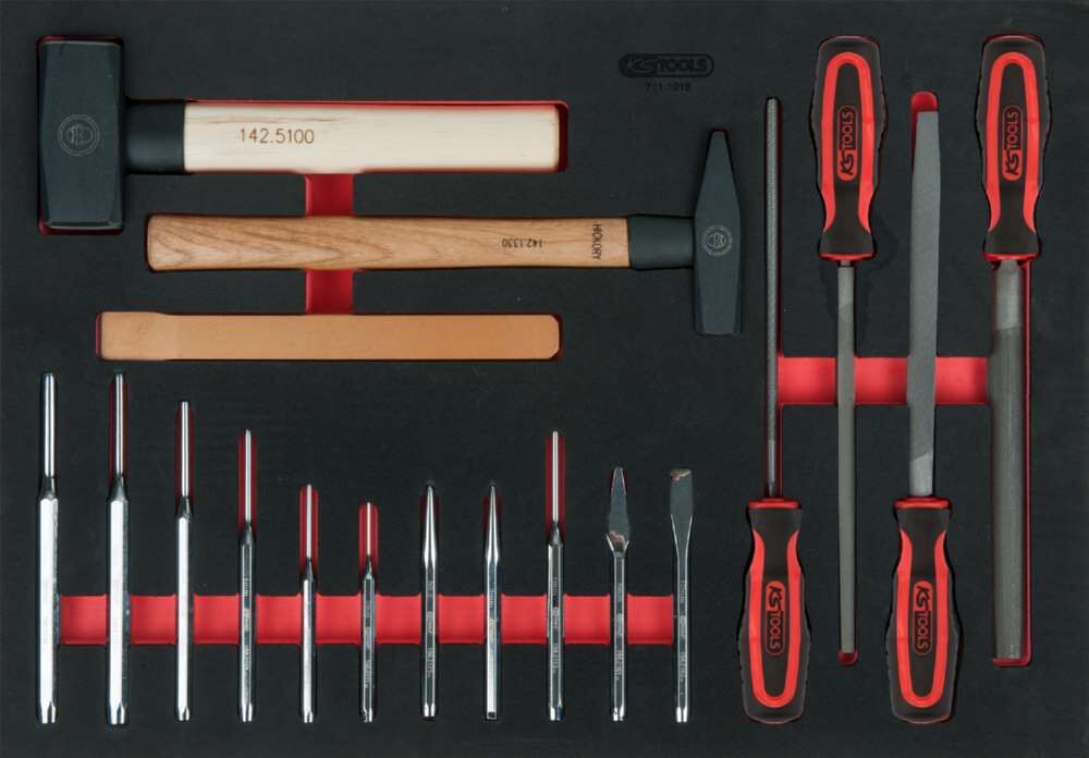KS Tools Feilen Meißel und Hammer Satz 18 teilig Produktbild KS Tools Feilen Meißel und Hammer Satz 18 teilig