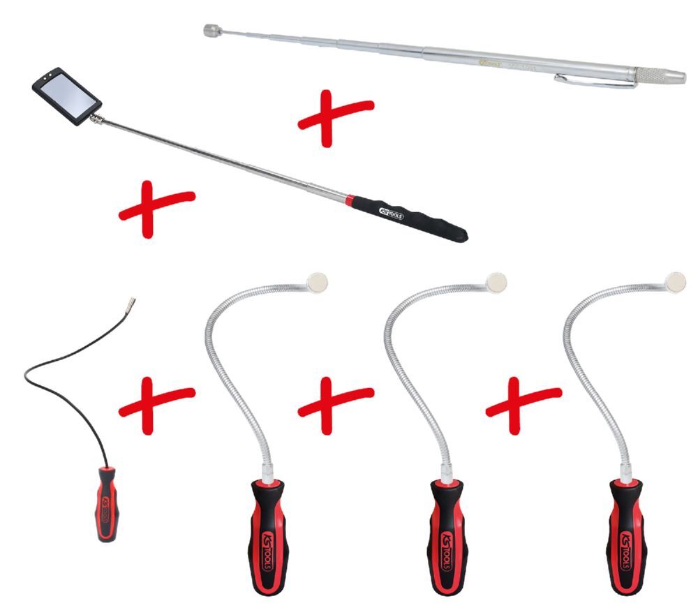 Produktbild KS Tools Flexibler und Teleskop Magnethalter und Inspektionsspiegel Satz