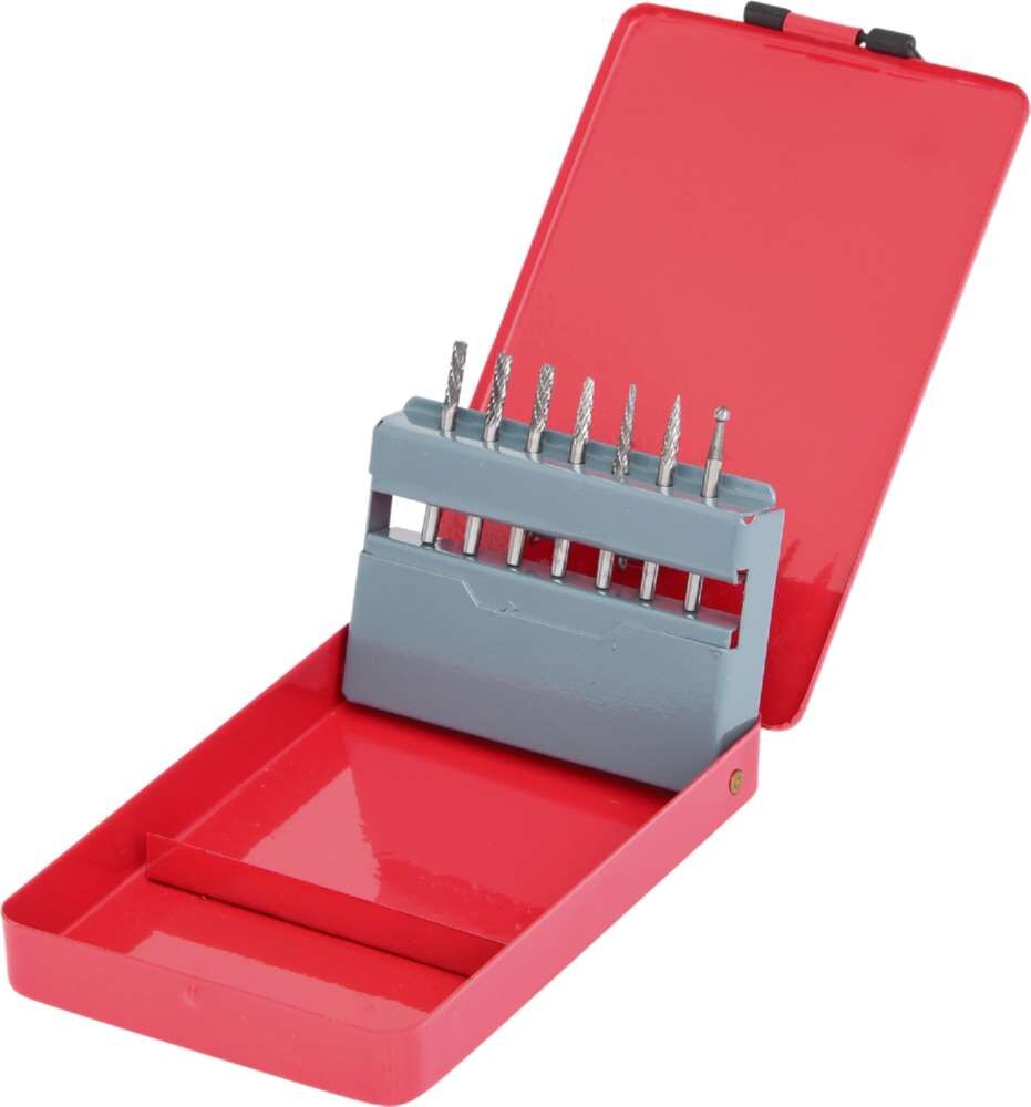 KS Tools HM Frässtiftsatz in Stahlblechkassette 7 Teile Produktbild KS Tools HM Frässtiftsatz in Stahlblechkassette 7 Teile