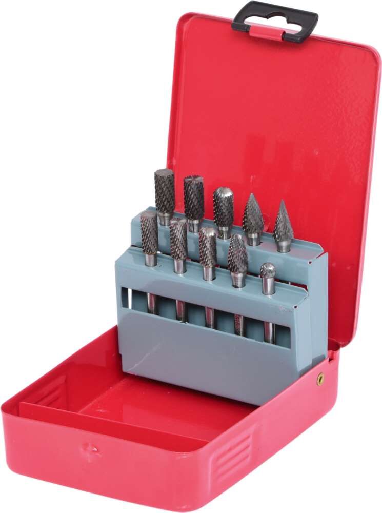 KS Tools HM Frässtiftsatz in Stahlblechkassette 10 Teile Produktbild KS Tools HM Frässtiftsatz in Stahlblechkassette 10 Teile