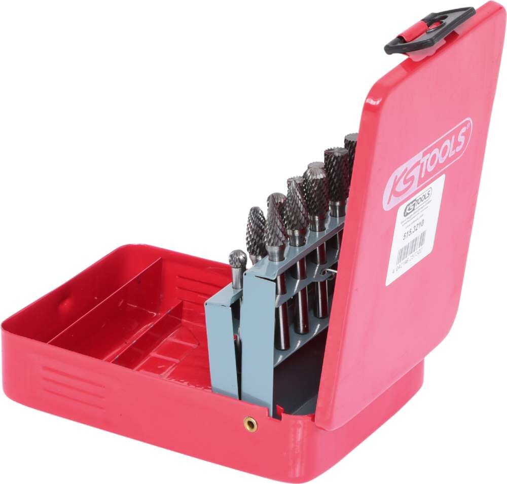 KS Tools HM Frässtiftsatz in Stahlblechkassette 10 Teile Produktbild KS Tools HM Frässtiftsatz in Stahlblechkassette 10 Teile bild 2