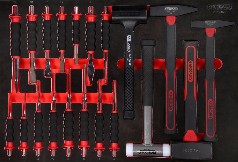 Produktbild KS Tools Hammer und Meißel Satz Einlagegröße M mit 20 Teilen