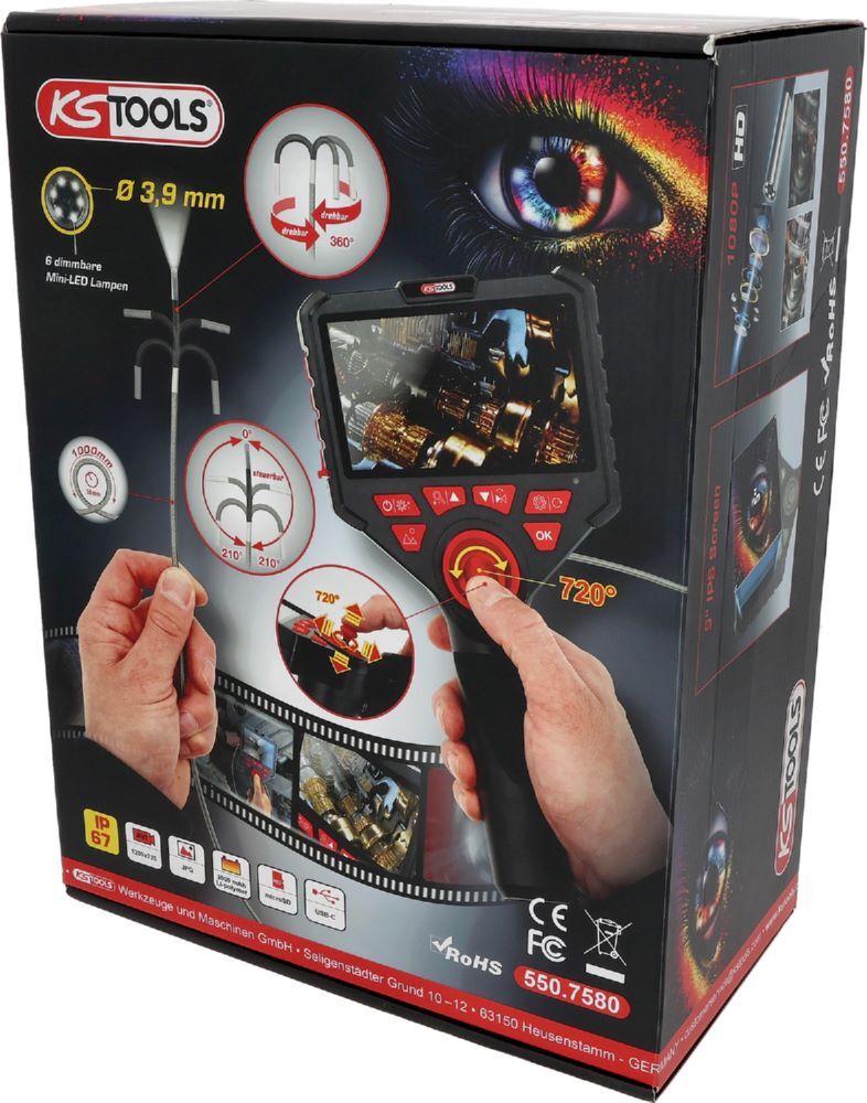 Produktbild HD-Videoskop-Satz mit Ø 3,9 mm 720° und 0° HD Frontkamera-Sonde, flexible PVC Hü bild 7