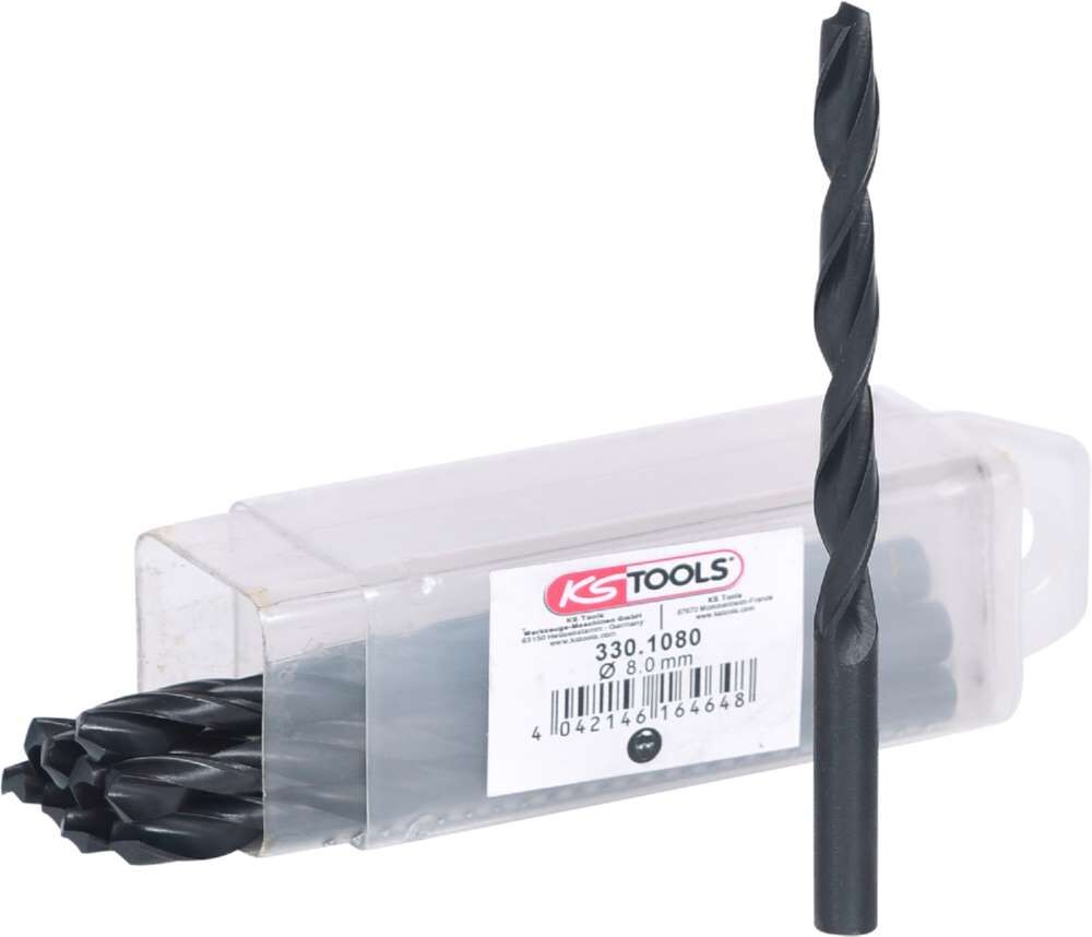 KS Tools HSS R Spiralbohrer 8mm 10er Pack Produktbild KS Tools HSS R Spiralbohrer 8mm 10er Pack
