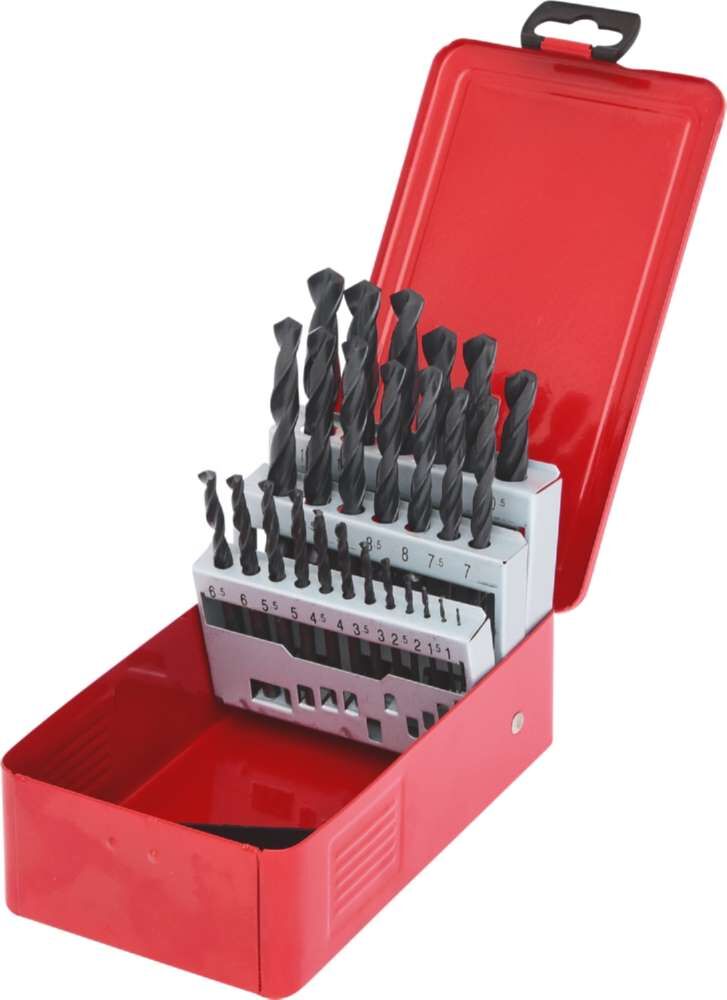 KS Tools HSS R Spiralbohrer Satz Stahlblechkassette 25 teilig 1 bis 13mm Produktbild KS Tools HSS R Spiralbohrer Satz Stahlblechkassette 25 teilig 1 bis 13mm