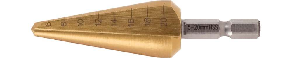 KS Tools HSS TiN Blechschälbohrer Bit 1/4 Zoll 5 bis 20 mm Produktbild KS Tools HSS TiN Blechschälbohrer Bit 1/4 Zoll 5 bis 20 mm