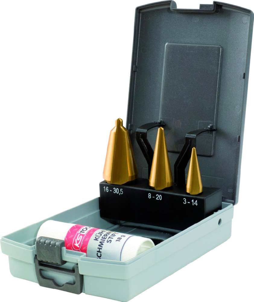 KS Tools HSS TiN Blechschälbohrersatz in Kunststoffkassette 4 Teile KS Tools HSS TiN Blechschälbohrersatz in Kunststoffkassette 4 Teile