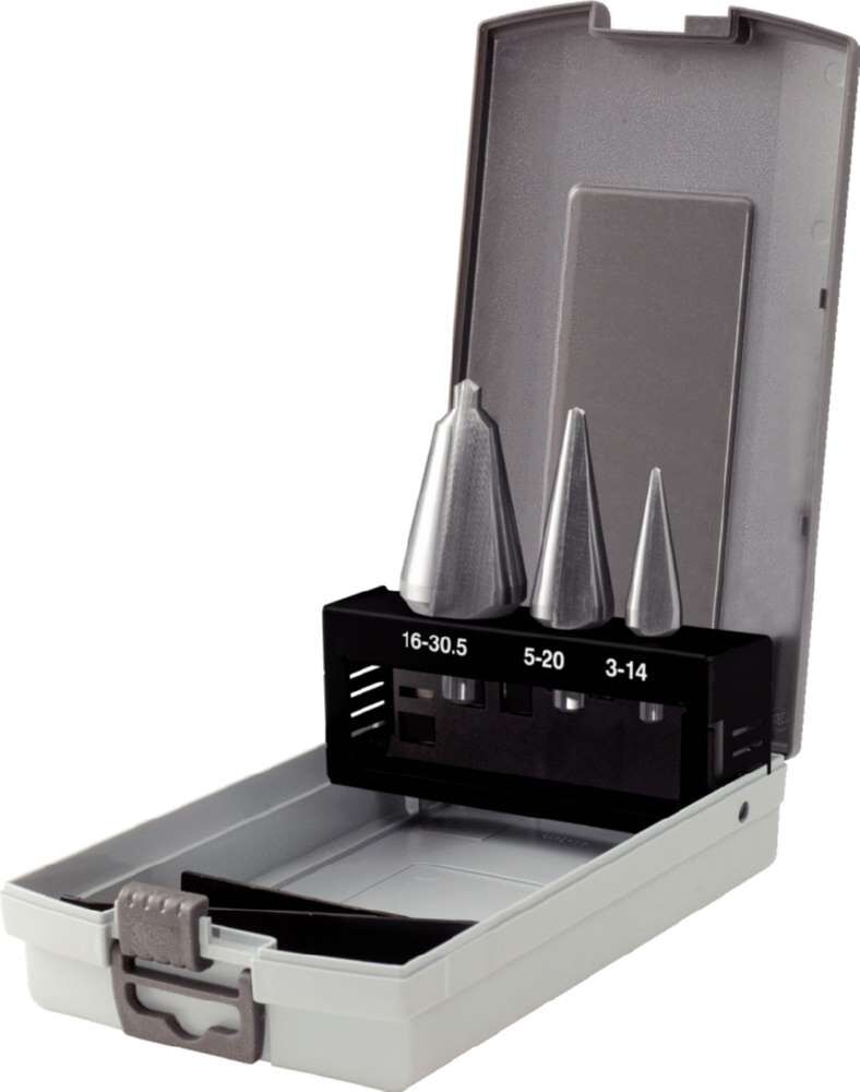 KS Tools HSS TiN Blechschälbohrersatz in Stahlblechkassette 4 Teile Produktbild KS Tools HSS TiN Blechschälbohrersatz in Stahlblechkassette 4 Teile