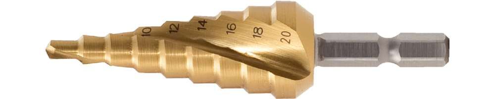 KS Tools HSS TiN Stufenbohrer Bit 1/4 Zoll 9 Stufen 4 bis 12 mm Produktbild KS Tools HSS TiN Stufenbohrer Bit 1/4 Zoll 9 Stufen 4 bis 12 mm