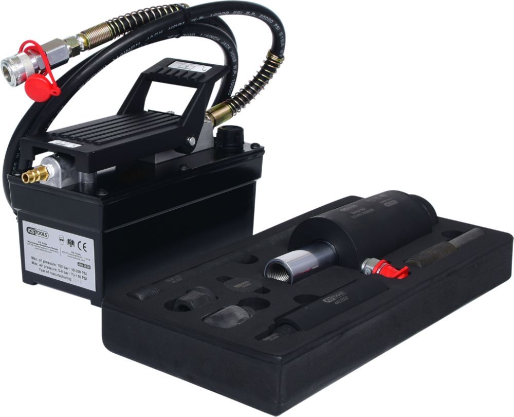 Produktbild KS Tools Hydraulik Einheit 16t mit Luft Hydraulik Pumpe 13 teilig