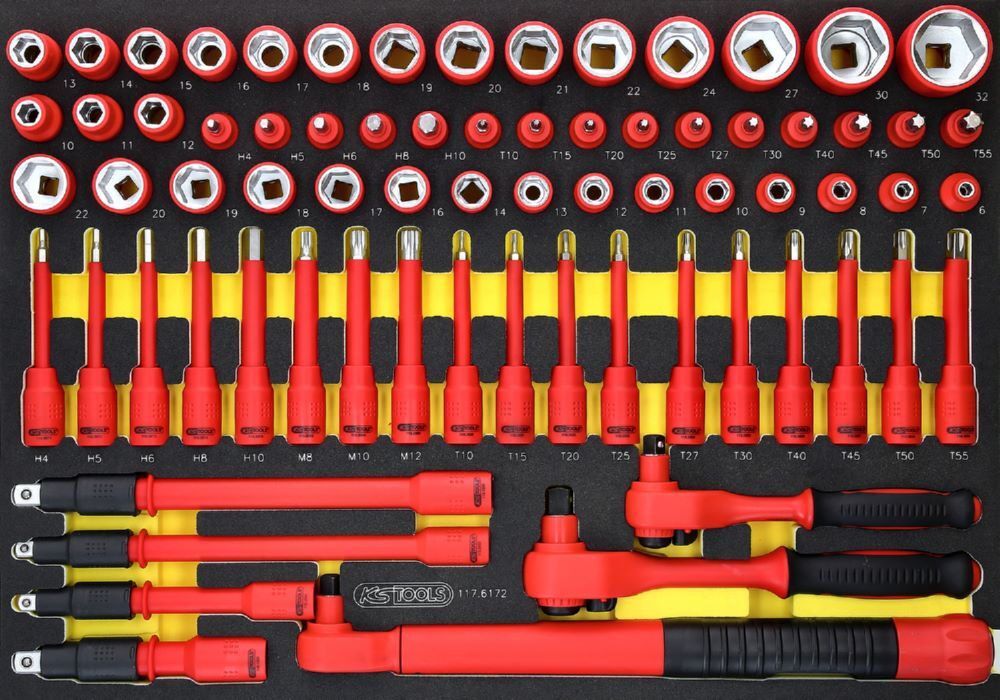 Produktbild KS Tools Isolierter Steckschlüssel Satz mit Drehmomentschlüssel 72 teilig