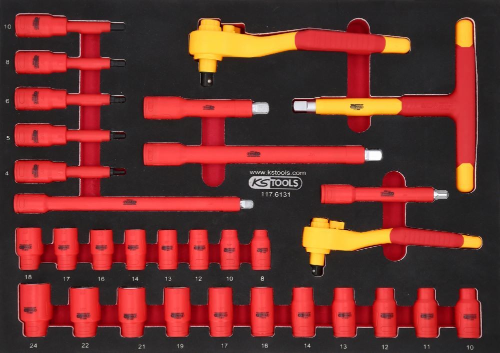 Produktbild KS Tools Isolierter Steckschlüssel Satz 3/8 und 1/2 Zoll 31 teilig