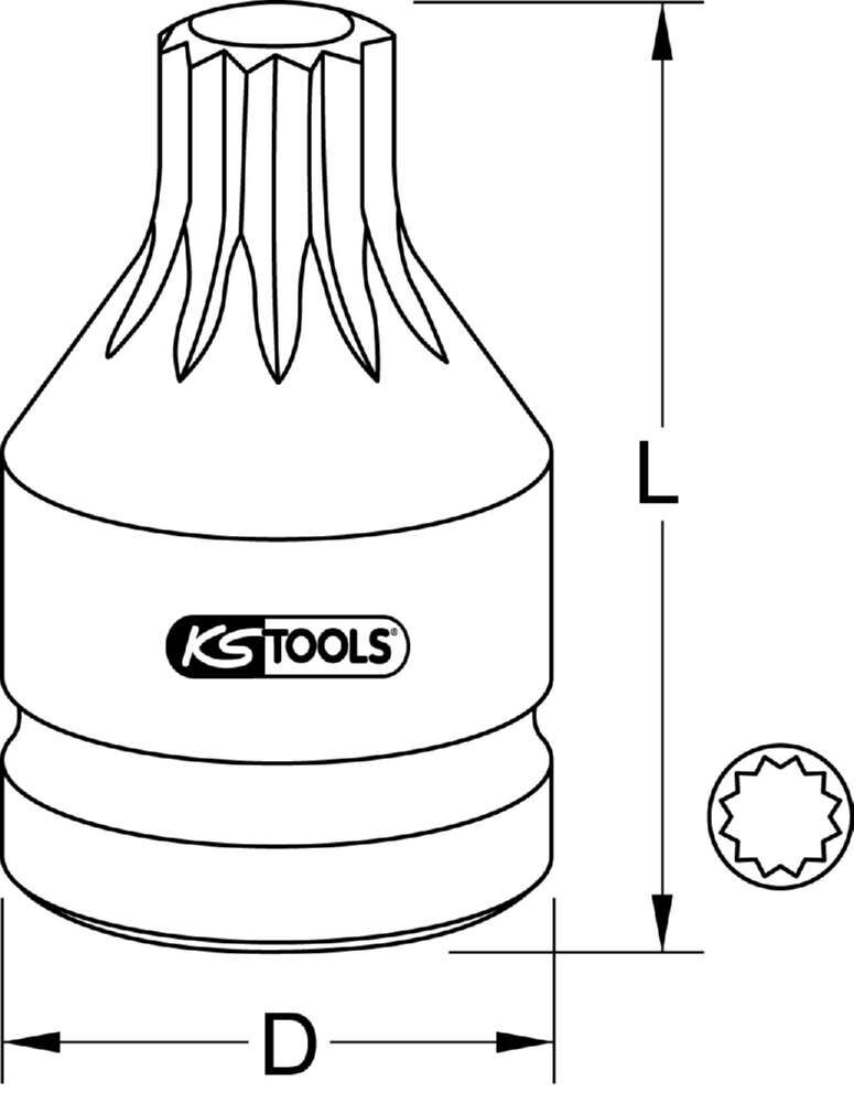 KS Tools 1/2 Zoll Kraft Bit Stecknuss XZN kurz M14 Produktbild KS Tools 1/2 Zoll Kraft Bit Stecknuss XZN kurz M14 bild 6