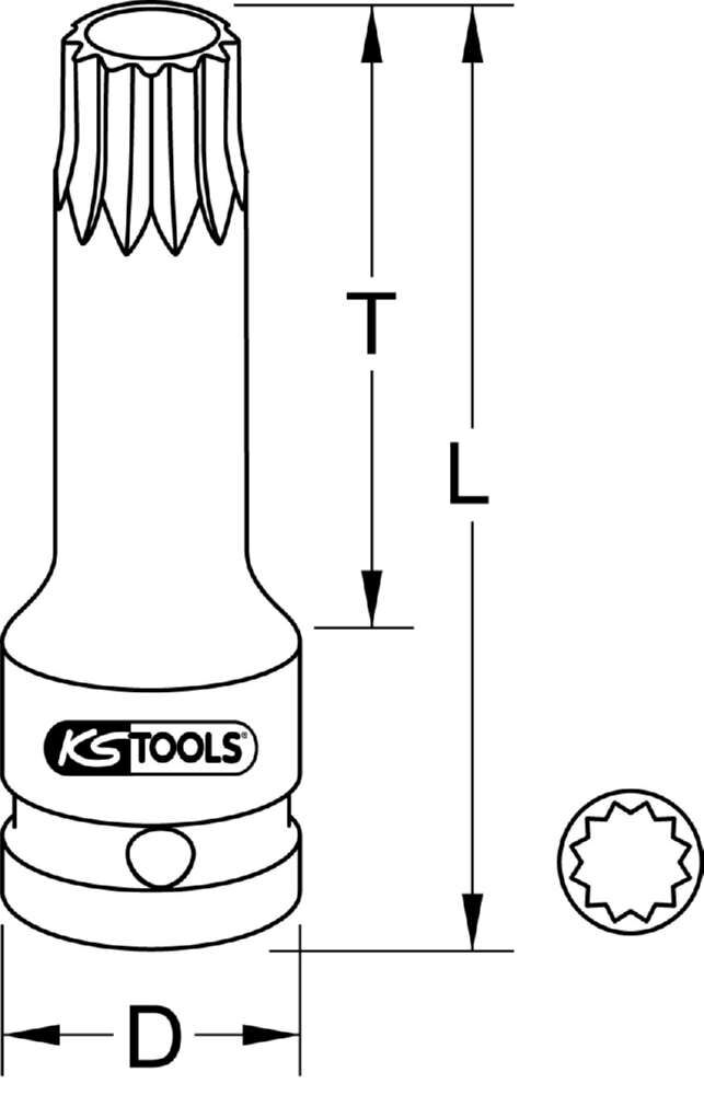 KS Tools 1/2 Zoll Kraft Bit Stecknuss XZN lang M16 Produktbild KS Tools 1/2 Zoll Kraft Bit Stecknuss XZN lang M16 bild 3
