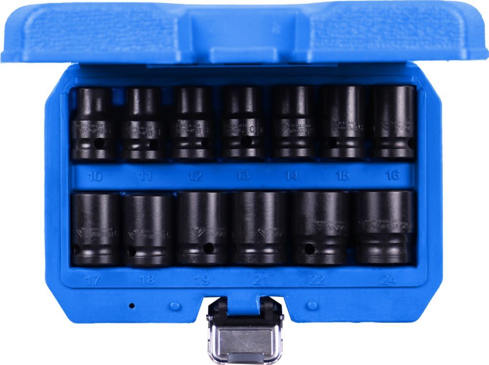 Brilliant Tools Kraftstecknuss Satz 1/2 Zoll Sechskant 13 Teile kurz 10 bis 24 mm Produktbild Brilliant Tools Kraftstecknuss Satz 1/2 Zoll Sechskant 13 Teile kurz 10 bis 24 mm