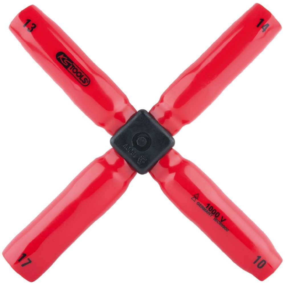 KS Tools Kreuzschlüssel mit Schutzisolierung 10 x 13 x 14 x 17 mm Produktbild KS Tools Kreuzschlüssel mit Schutzisolierung 10 x 13 x 14 x 17 mm