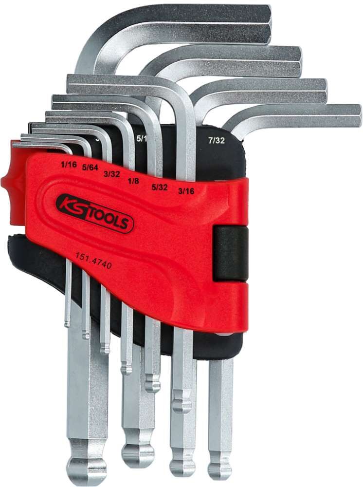 KS Tools Winkelstiftschlüsselsatz Kugelkopf Innensechskant kurz 10 Teile Zoll Produktbild KS Tools Winkelstiftschlüsselsatz Kugelkopf Innensechskant kurz 10 Teile Zoll