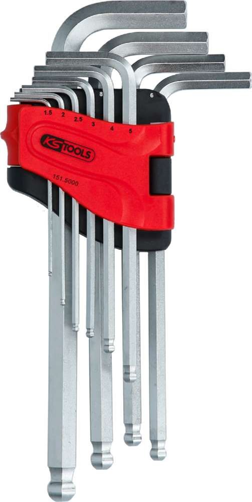 KS Tools Winkelstiftschlüsselsatz Kugelkopf Innensechskant lang 10 Teile Produktbild KS Tools Winkelstiftschlüsselsatz Kugelkopf Innensechskant lang 10 Teile