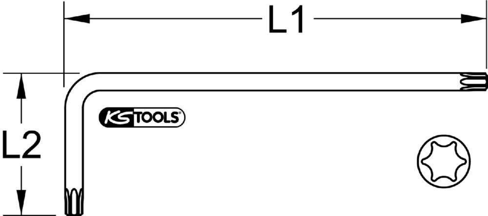 Produktbild KS Tools Kugelkopf Torx Winkelstiftschlüssel XL T55 Violett
