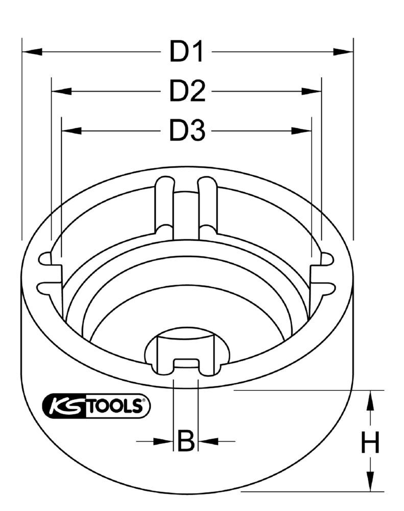 Produktbild 1/2" Lüfterlager-Nutmuttern-Schlüssel für Volvo mit 4 Zapfen, Innenzapfen Ø bild 3