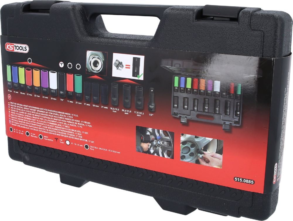 Produktbild 1/2" MASTER Spezial-Kraft-Stecknuss-Satz für Radverschraubungen, 17-tlg bild 5