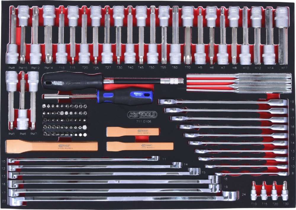 KS Tools Meißel Schlüssel Bit Stecknuss Satz 106 teilig Produktbild KS Tools Meißel Schlüssel Bit Stecknuss Satz 106 teilig bild 2