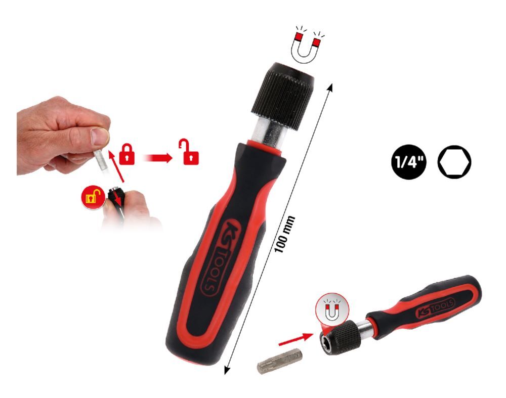 KS Tools Mini Bit Schraubendreher mit Schnellveriegelung 1/4 Zoll Produktbild KS Tools Mini Bit Schraubendreher mit Schnellveriegelung 1/4 Zoll