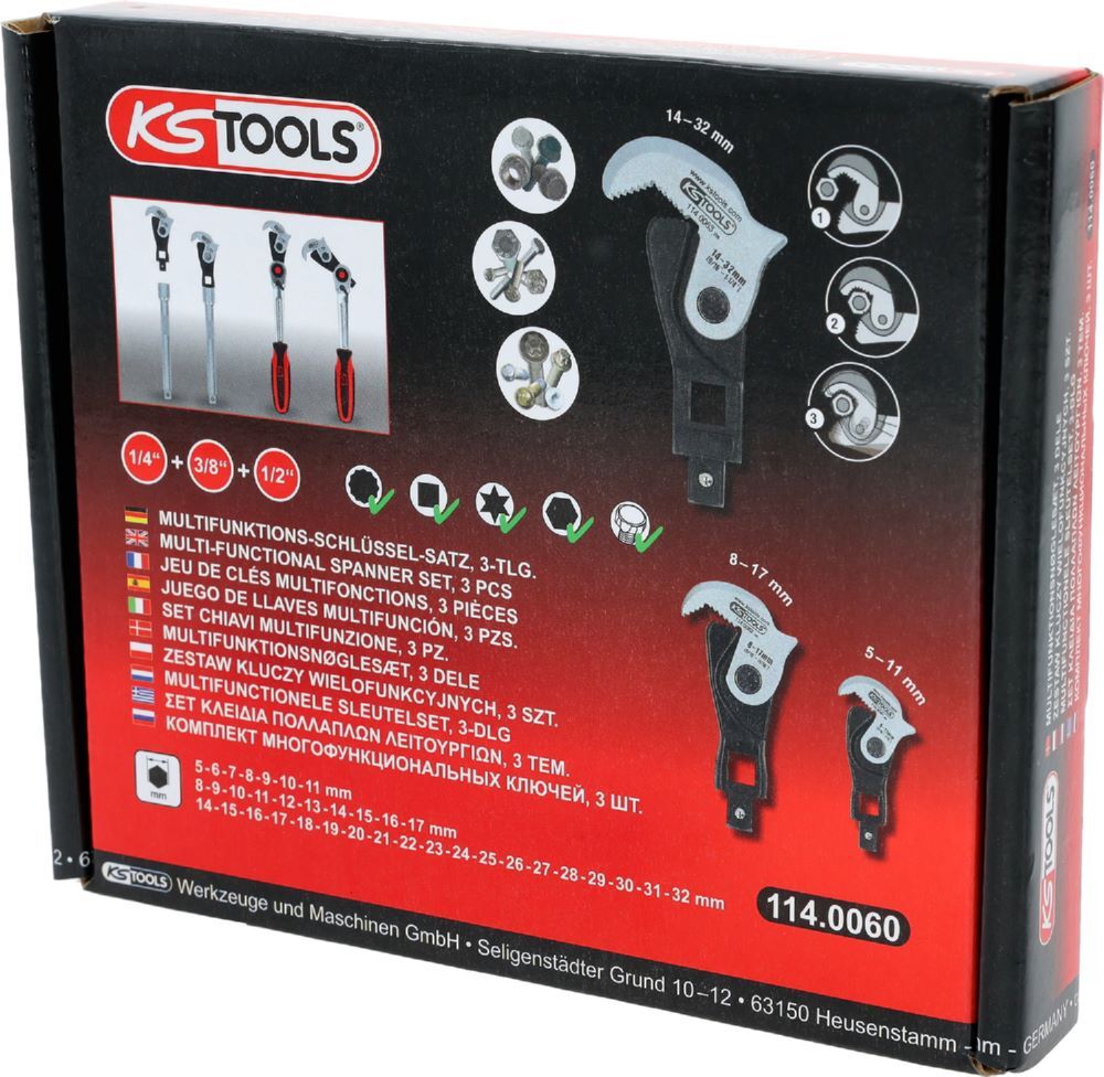 Produktbild 1/4" + 3/8" + 1/2" Multifunktions-Schlüssel-Satz, 3-tlg bild 3