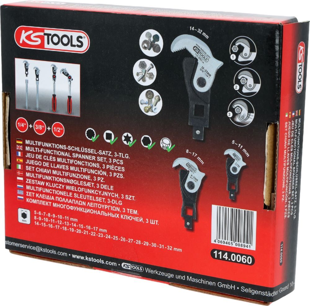 Produktbild 1/4" + 3/8" + 1/2" Multifunktions-Schlüssel-Satz, 3-tlg bild 4