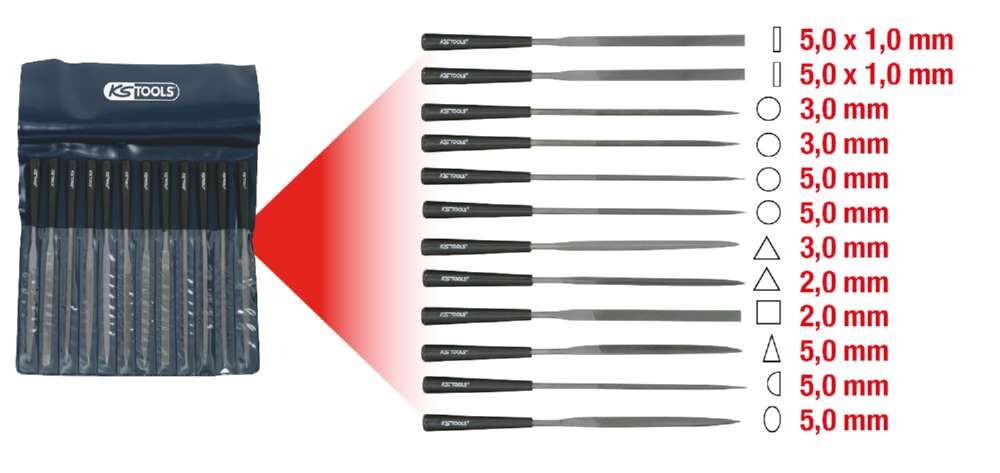 KS Tools Nadelfeilen Satz mit Kunststoffheft 12 teilig KS Tools Nadelfeilen Satz mit Kunststoffheft 12 teilig
