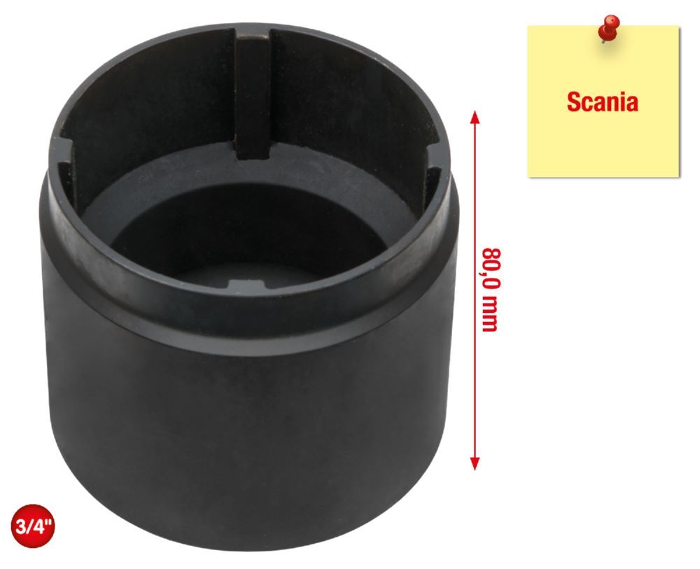 Produktbild 3/4" Nutmuttern-Schlüssel mit 4 Zapfen für Scania, Innenzapfen Ø 65 mm bild 2