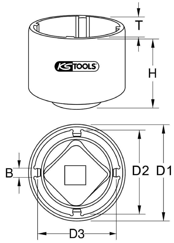 Produktbild 3/4" Nutmuttern-Schlüssel für Scania mit 4 Zapfen, Innenzapfen Ø 72 mm bild 4
