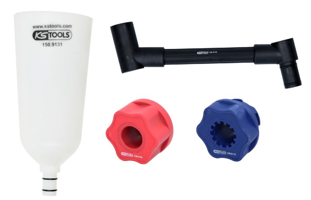 Produktbild KS Tools Öl Einfülltrichter Satz mit drehbarem Winkelarm für VAG 4 teilig