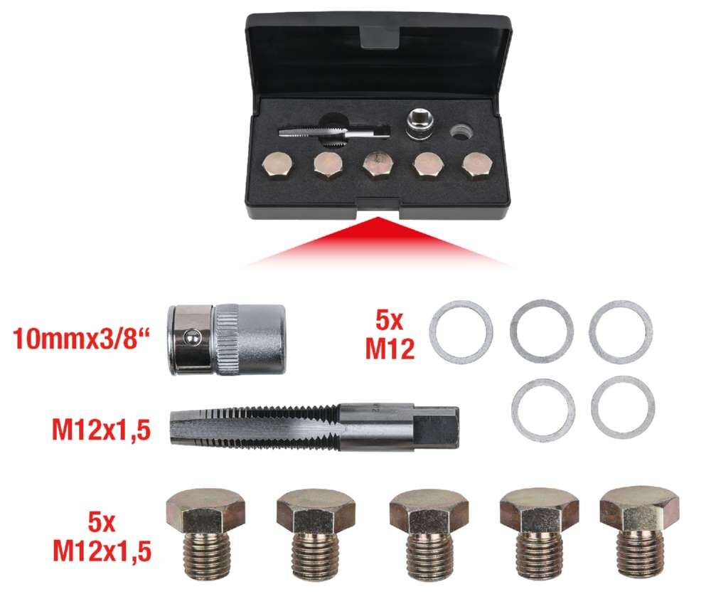 KS Tools Ölablassschrauben Gewindereparatur Satz 12 Teile M12 x 1,5 Produktbild KS Tools Ölablassschrauben Gewindereparatur Satz 12 Teile M12 x 1,5