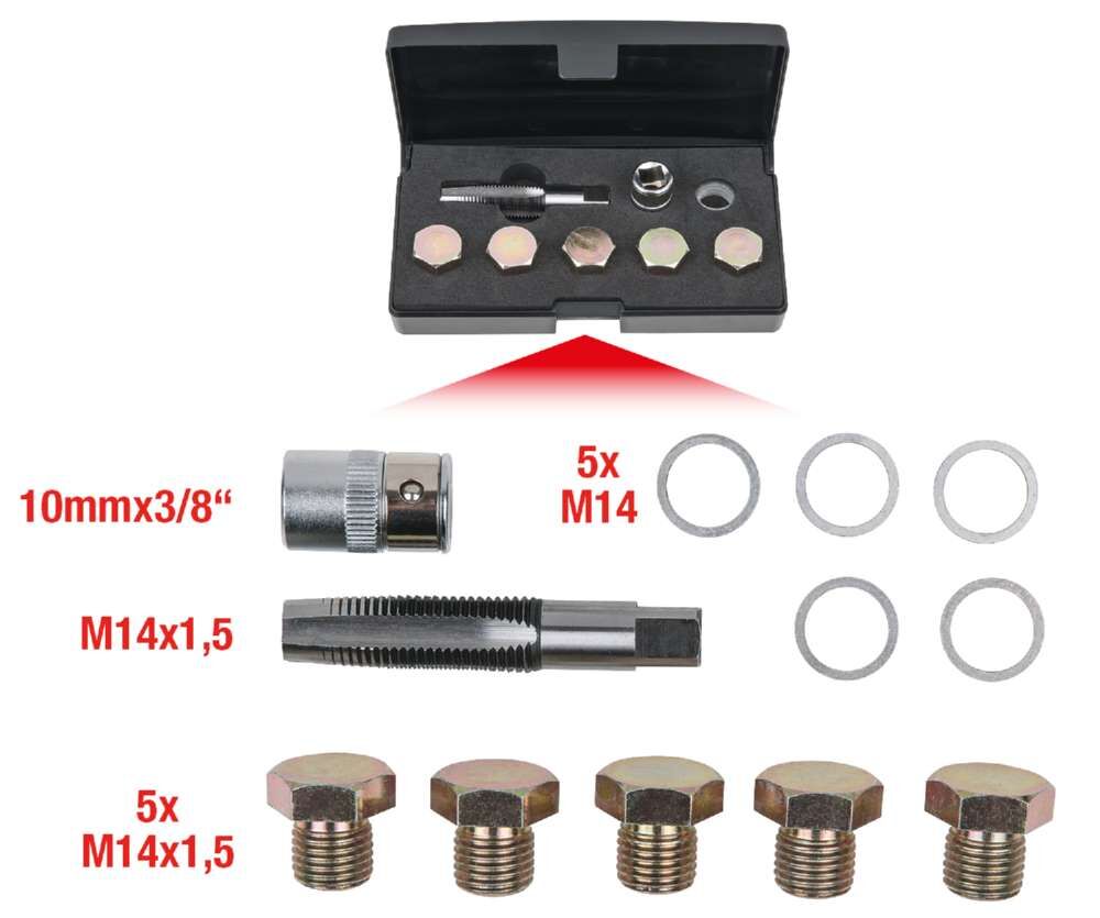 KS Tools Ölablassschrauben Gewindereparatur Satz 12 Teile M14 x 1,5 Produktbild KS Tools Ölablassschrauben Gewindereparatur Satz 12 Teile M14 x 1,5