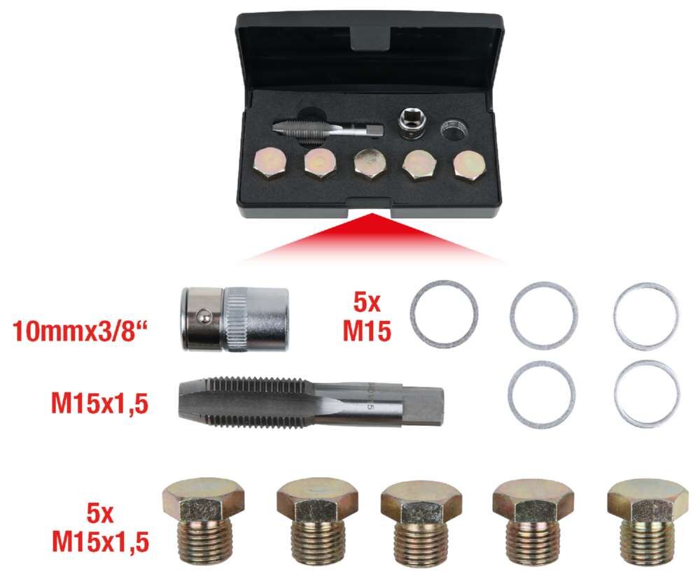 KS Tools Ölablassschrauben Gewindereparatur Satz 12 Teile M15 x 1,5 Produktbild KS Tools Ölablassschrauben Gewindereparatur Satz 12 Teile M15 x 1,5