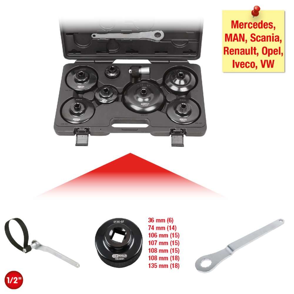 KS Tools 1/2 Zoll Ölfilterschlüssel Satz 9 Teile Produktbild KS Tools 1/2 Zoll Ölfilterschlüssel Satz 9 Teile