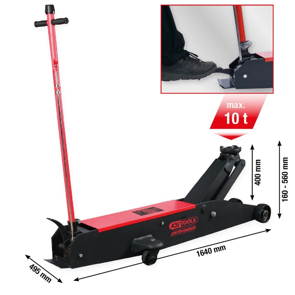 KS Tools Stahl Wagenheber performance Hydraulischer 10000 kg Hubhöhe 160 - 560 mm Produktbild KS Tools Stahl Wagenheber performance Hydraulischer 10000 kg Hubhöhe 160 - 560 mm