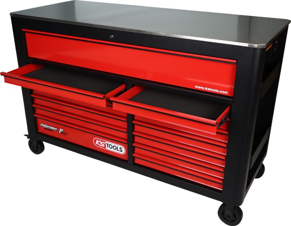 Produktbild PERFORMANCEplus P45 SCHWARZ/ROT Werkstattwagen mit 14 Schubladen bild 5