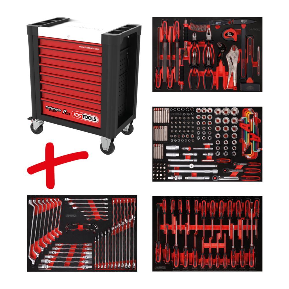 Produktbild Performanceplus Werkstattwagen-Satz P10 mit 241 Werkzeugen für 4 Schubladen bild 2