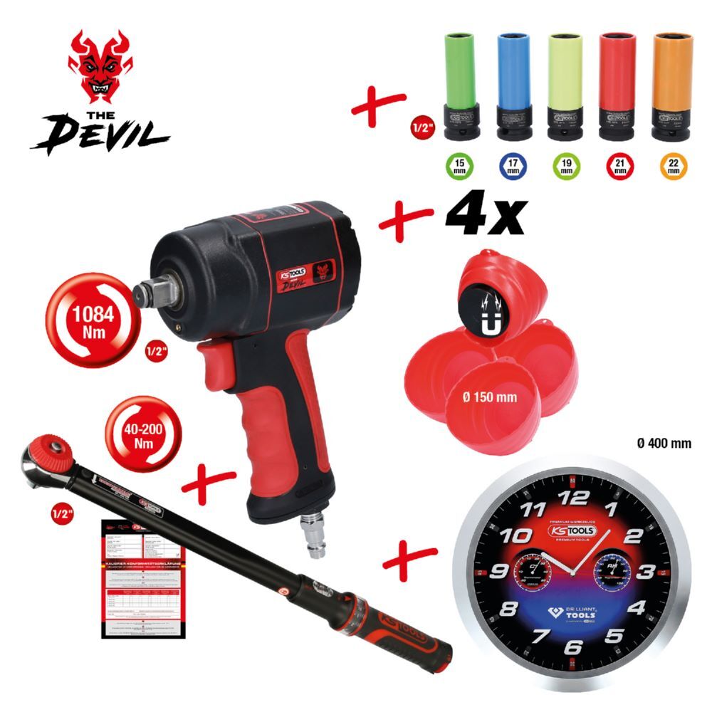 KS Tools Reifen plus Räder Aktionspaket The mini Devil 12 Teile Produktbild KS Tools Reifen plus Räder Aktionspaket The mini Devil 12 Teile