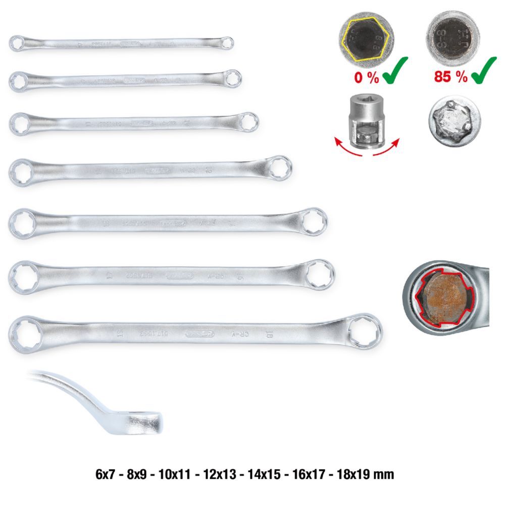 Produktbild RESCUEpower Doppel-Ringschlüssel-Satz, gekröpft 7-tlg 6-19mm bild 2