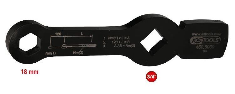 Produktbild 3/4" Schlag-Sechskant-Schlüssel mit 2 Schlagflächen, 18mm bild 2